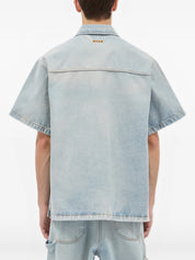 Denim short sleeves pocket shirt