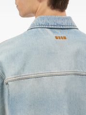 Denim short sleeves pocket shirt