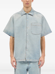 Denim short sleeves pocket shirt