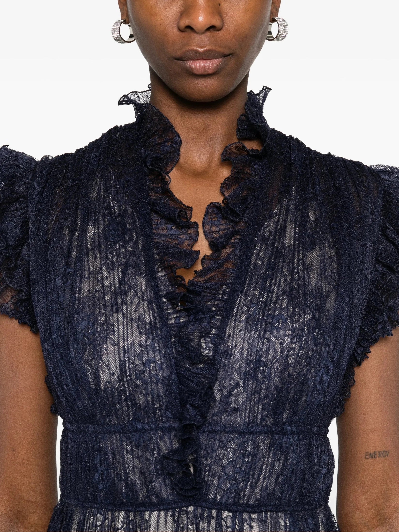 Pleated lace evening dress