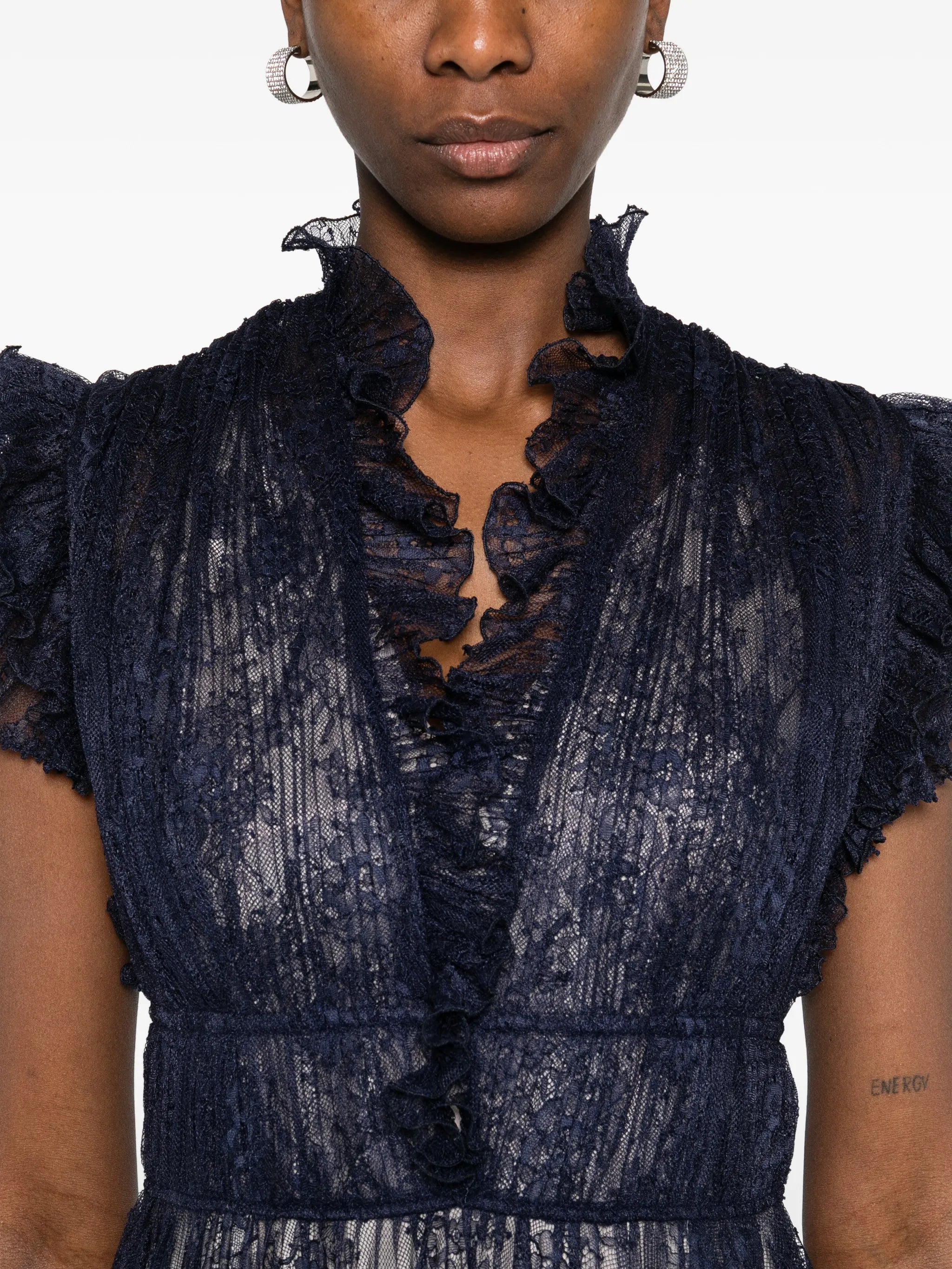 Pleated lace evening dress