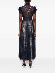 Pleated lace evening dress
