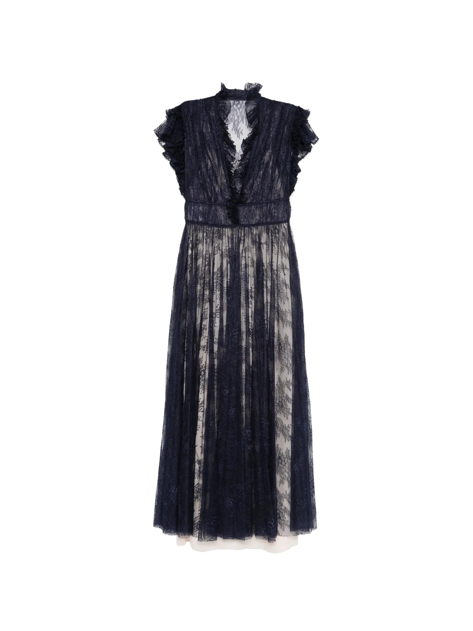 Pleated lace evening dress
