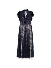 Pleated lace evening dress