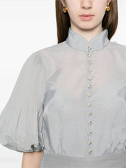 Pleated button blouse