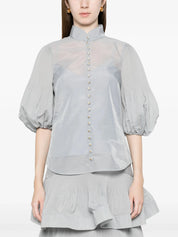 Pleated button blouse