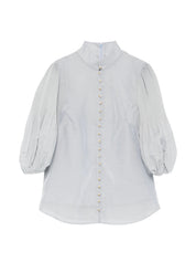 Pleated button blouse