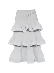 Pleated tiered midi skirt