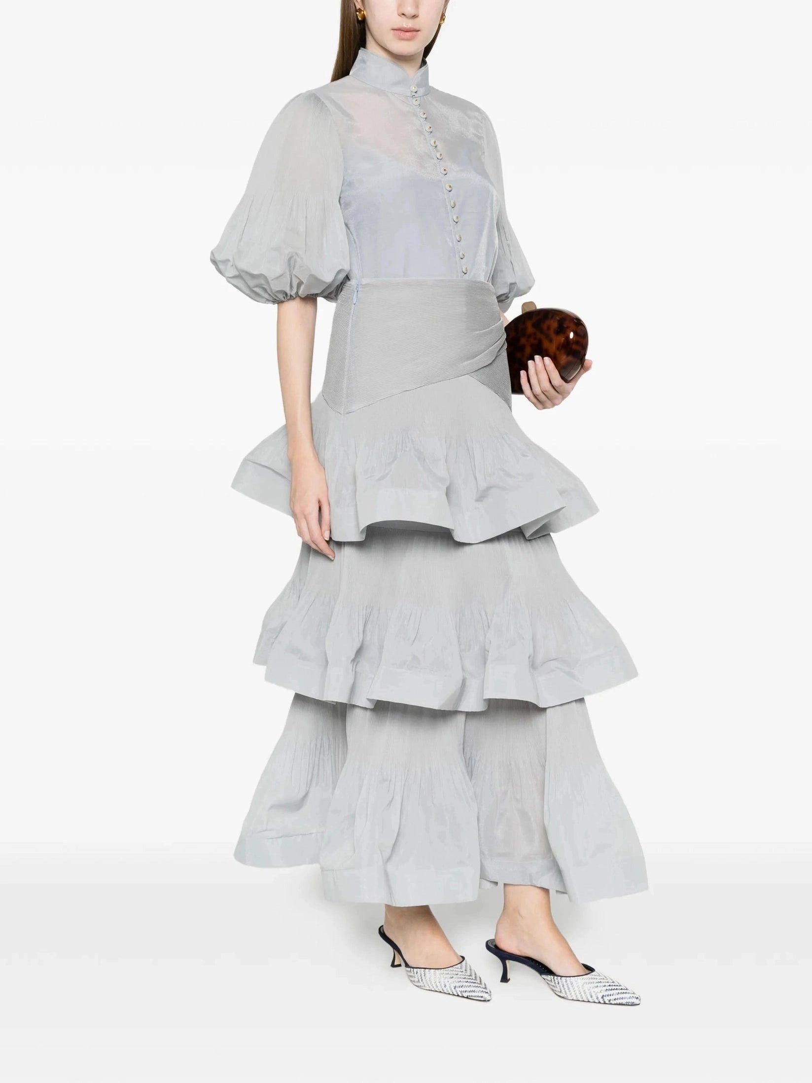 Pleated button blouse