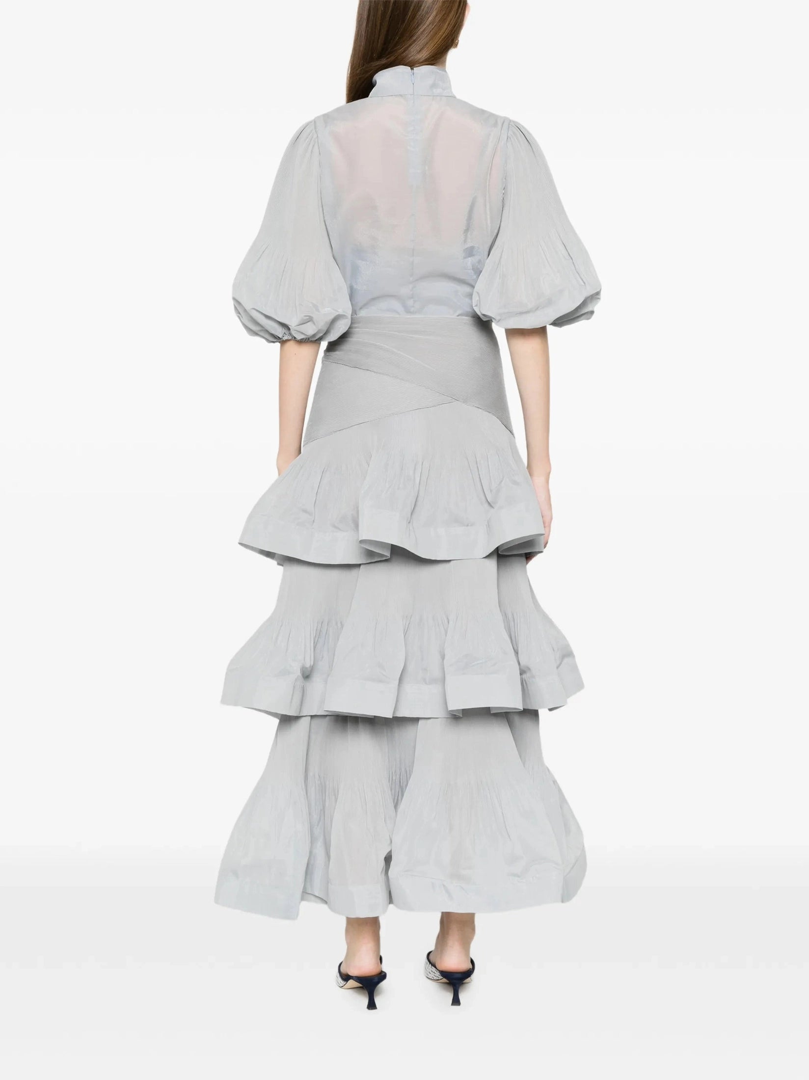Pleated tiered midi skirt
