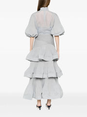Pleated tiered midi skirt