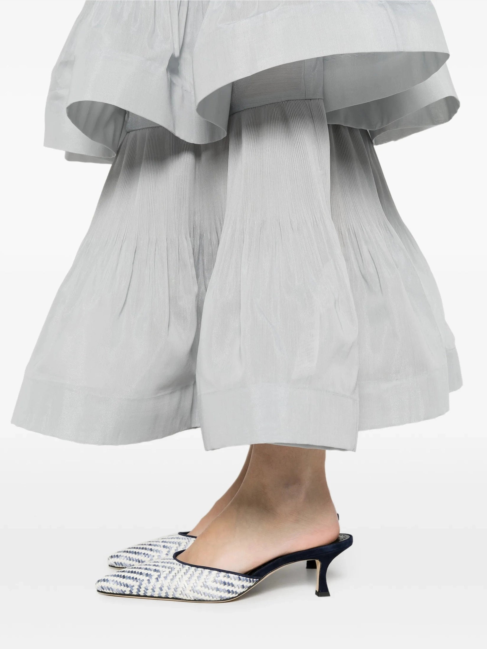 Pleated tiered midi skirt