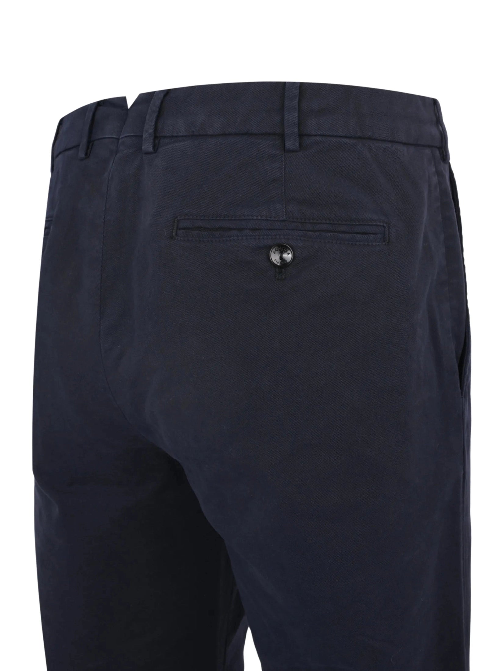 Long formal trouser cotton stretch garment dyed