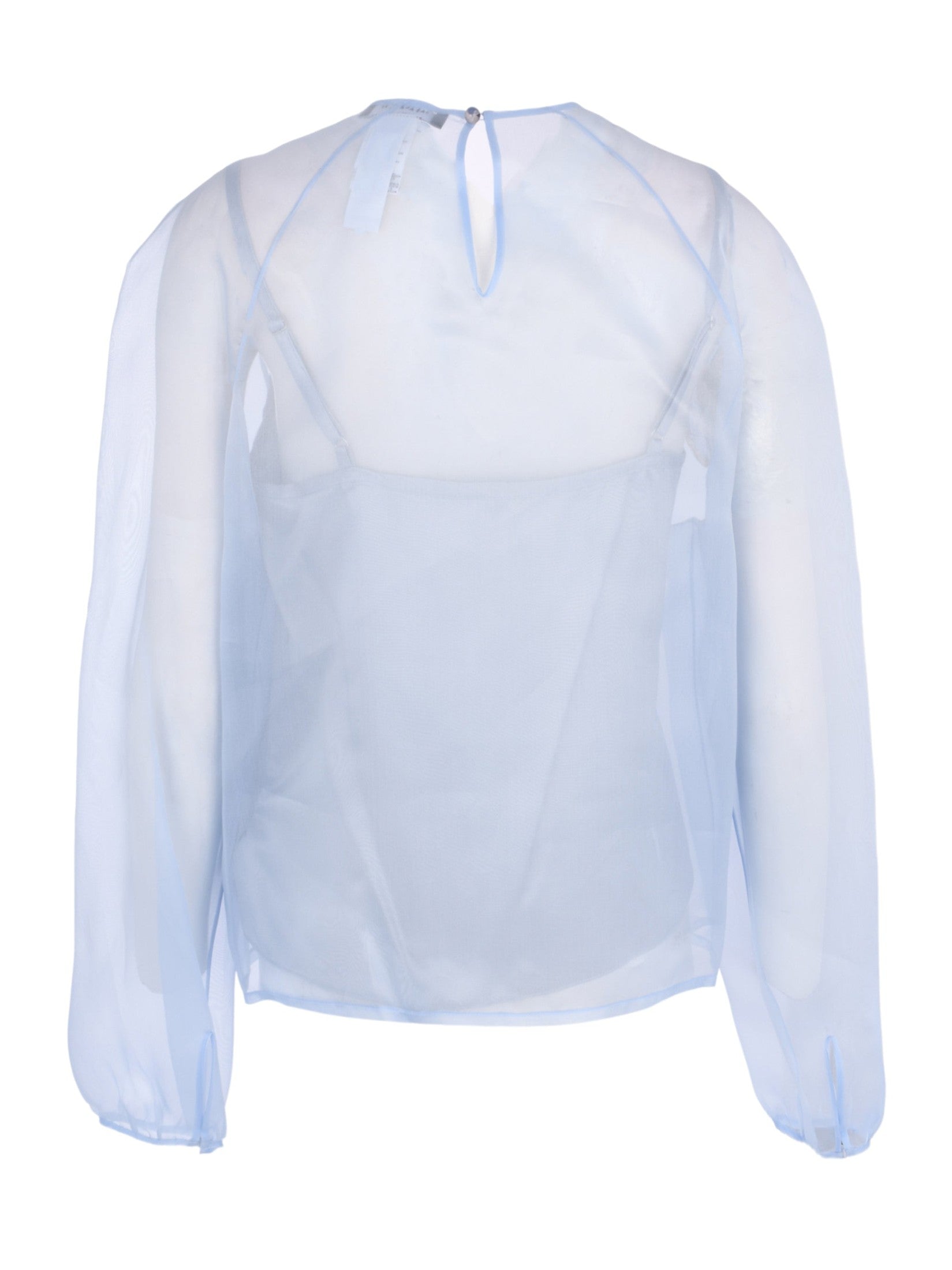 Organza long sleeve top with strass embroidery