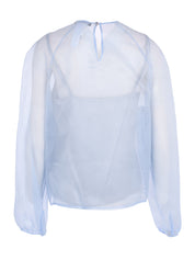 Organza long sleeve top with strass embroidery