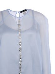 Organza long sleeve top with strass embroidery