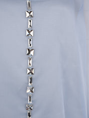 Organza long sleeve top with strass embroidery