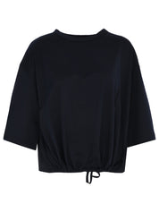 Jersey cropped t-shirt with crepe de chine back