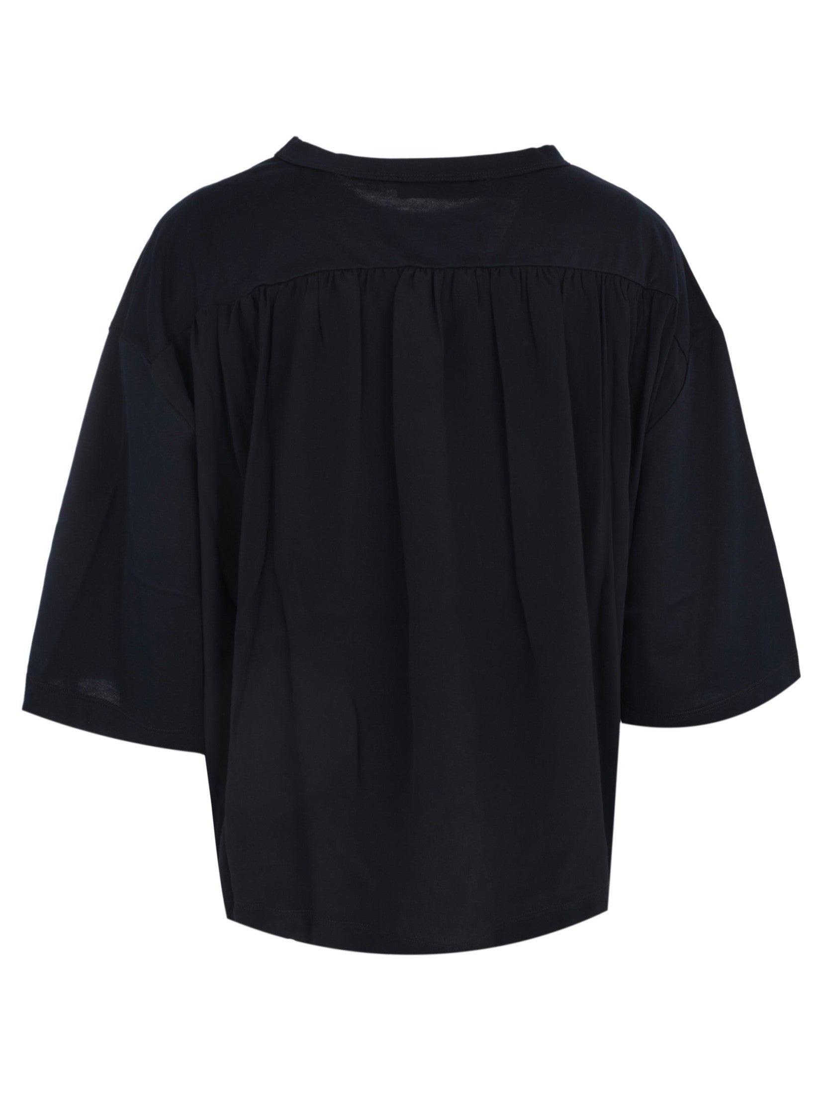 Jersey cropped t-shirt with crepe de chine back