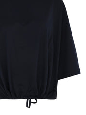 Jersey cropped t-shirt with crepe de chine back