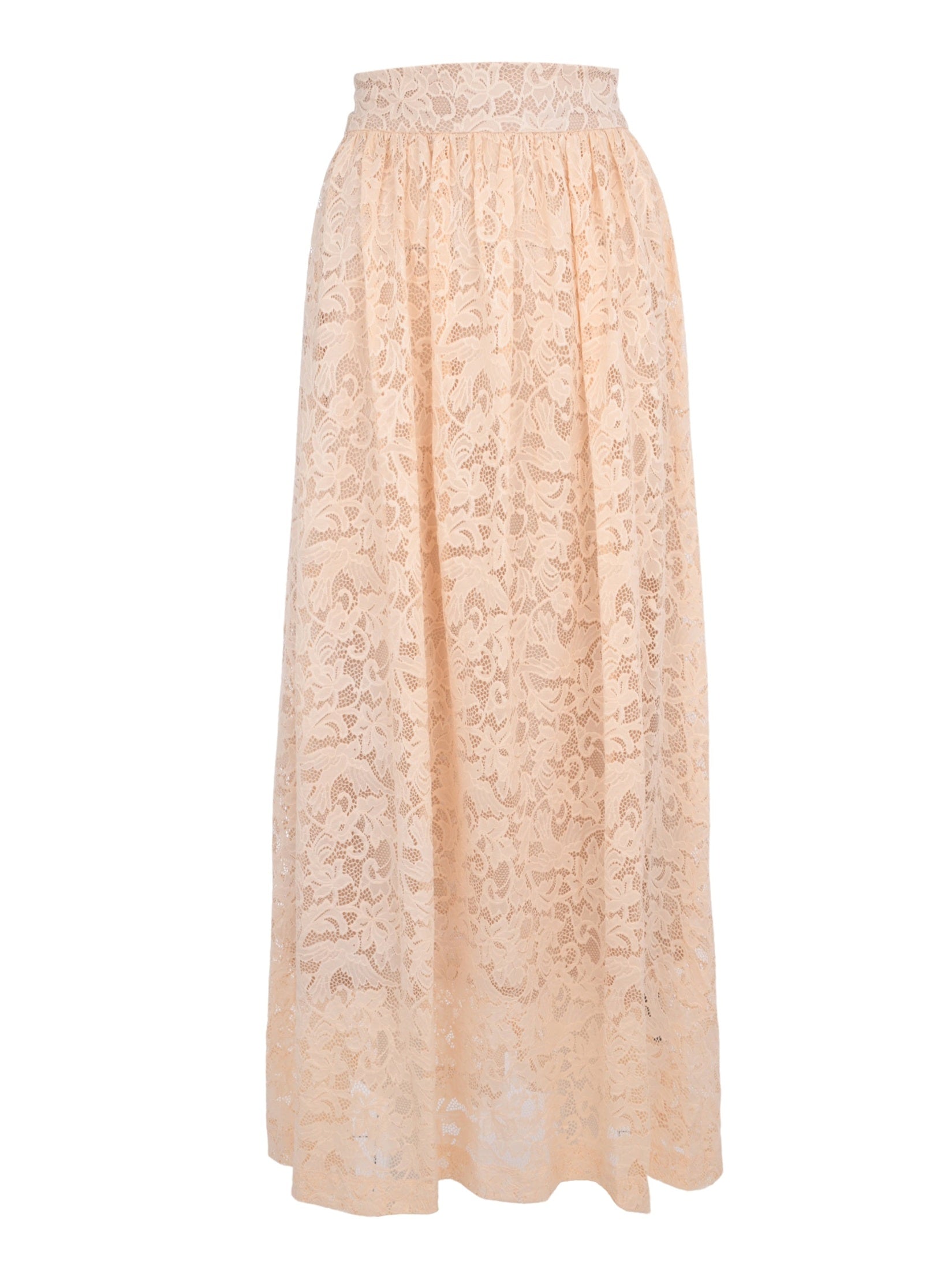 Lace gathered maxi skirt
