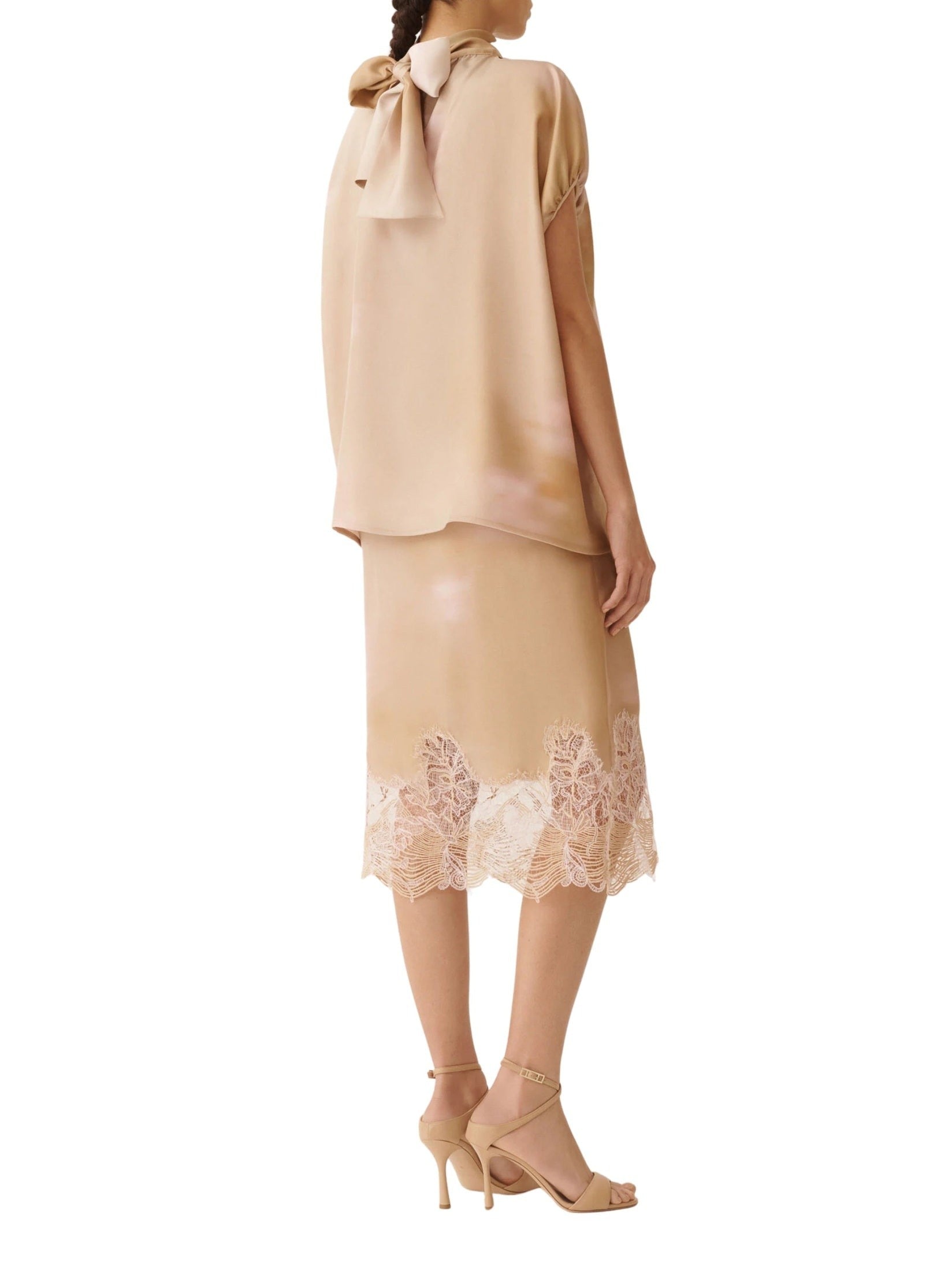 Flower print top with knot collar detail