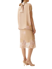 Flower print top with knot collar detail