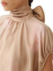 Flower print top with knot collar detail
