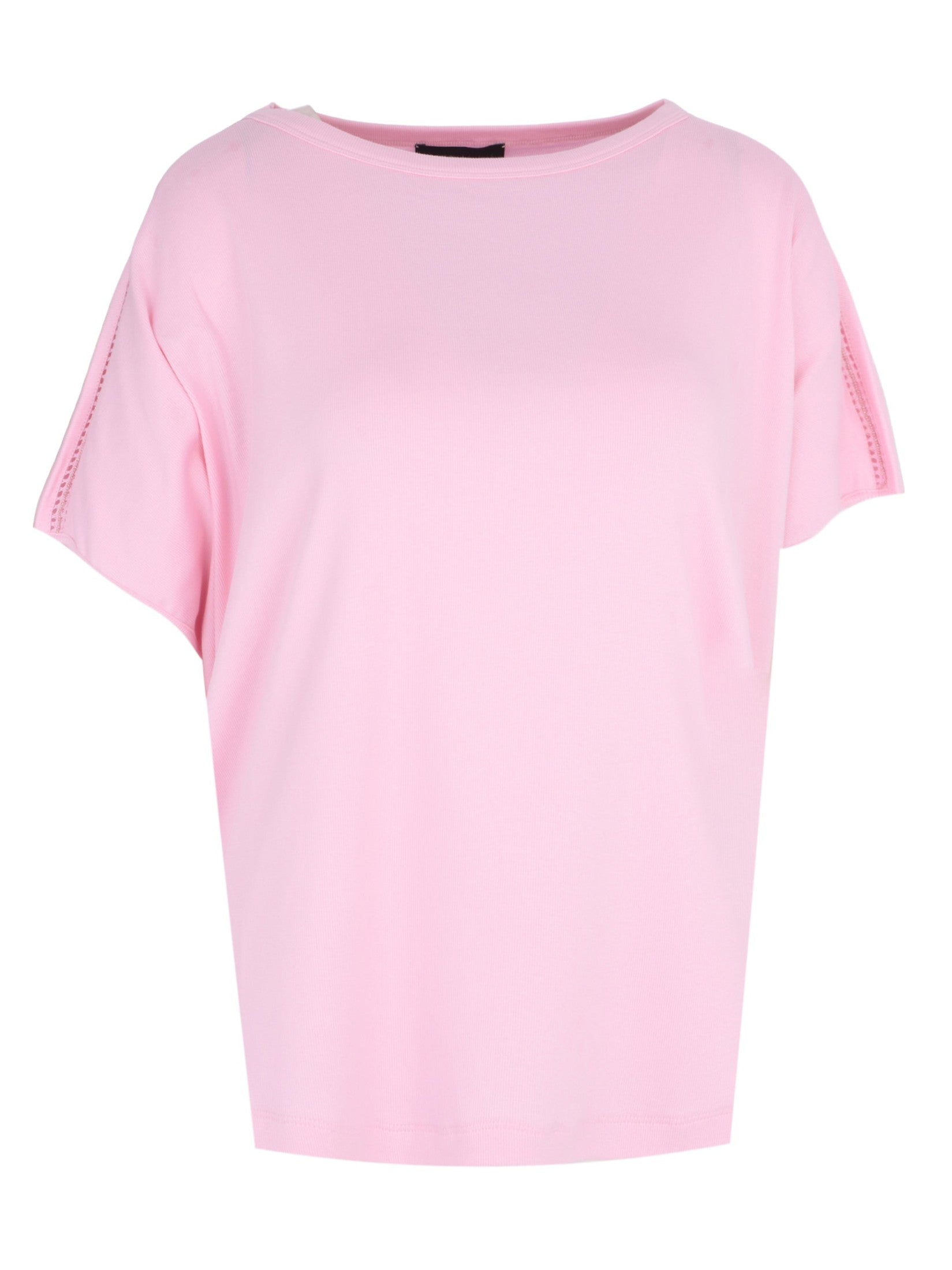 Ribbed jersey t-shirt with knit detail on shoulder