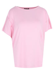 Ribbed jersey t-shirt with knit detail on shoulder
