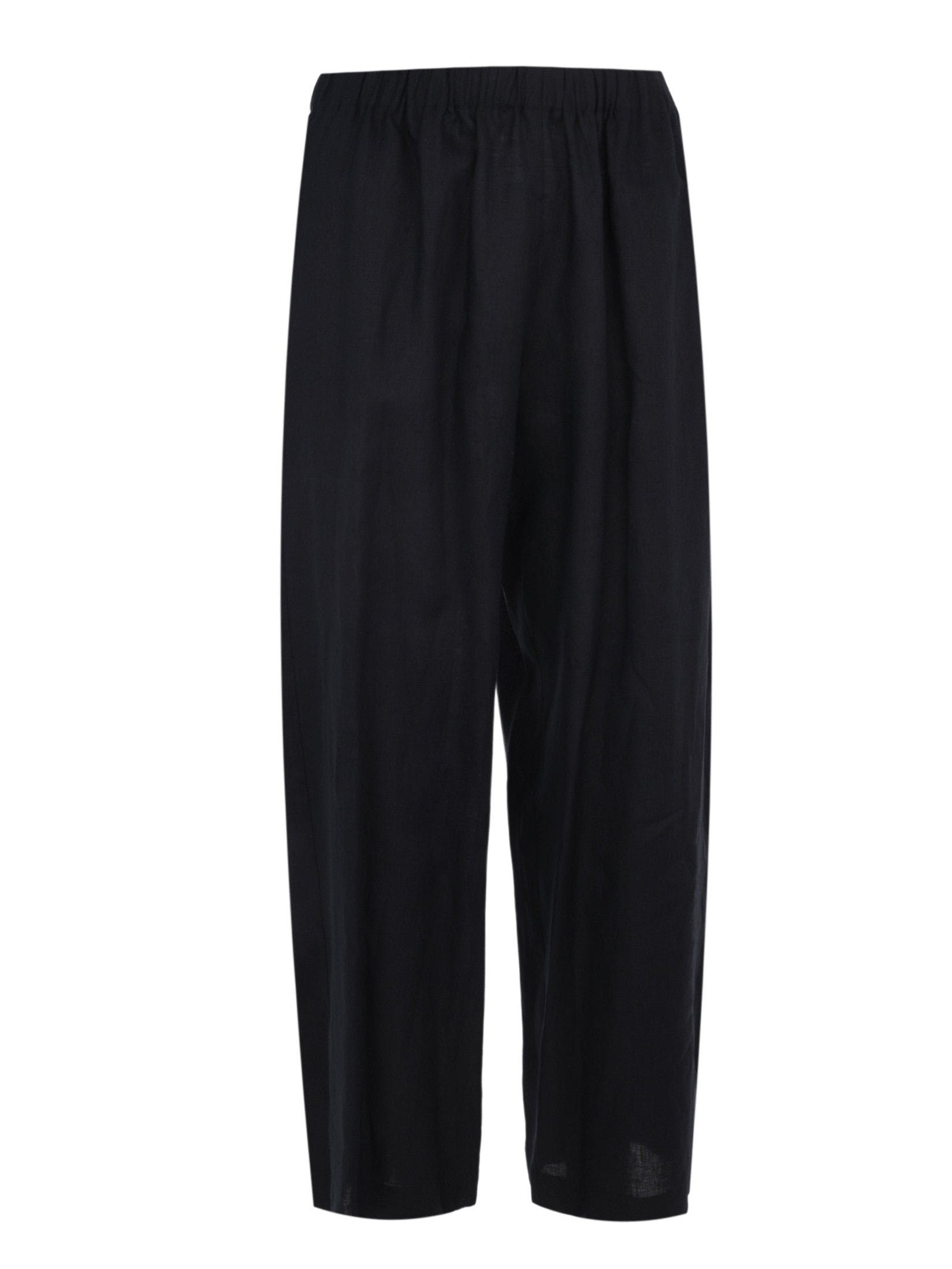 Linen cloth trousers with elastic waistband