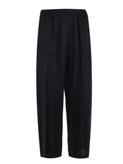 Linen cloth trousers with elastic waistband
