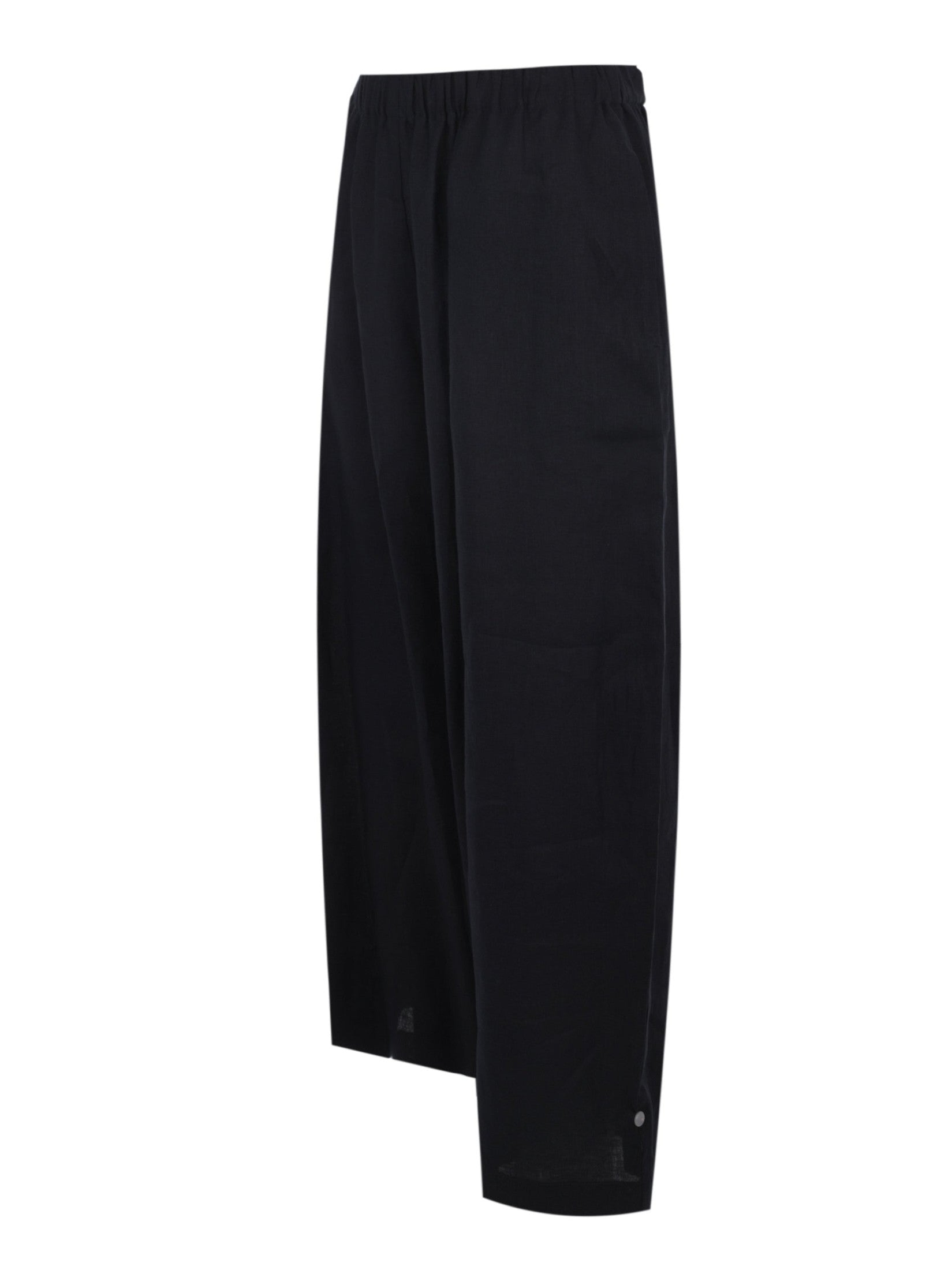 Linen cloth trousers with elastic waistband