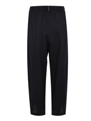 Linen cloth trousers with elastic waistband