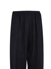 Linen cloth trousers with elastic waistband