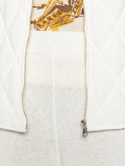 White cotton and linen pants with sequins