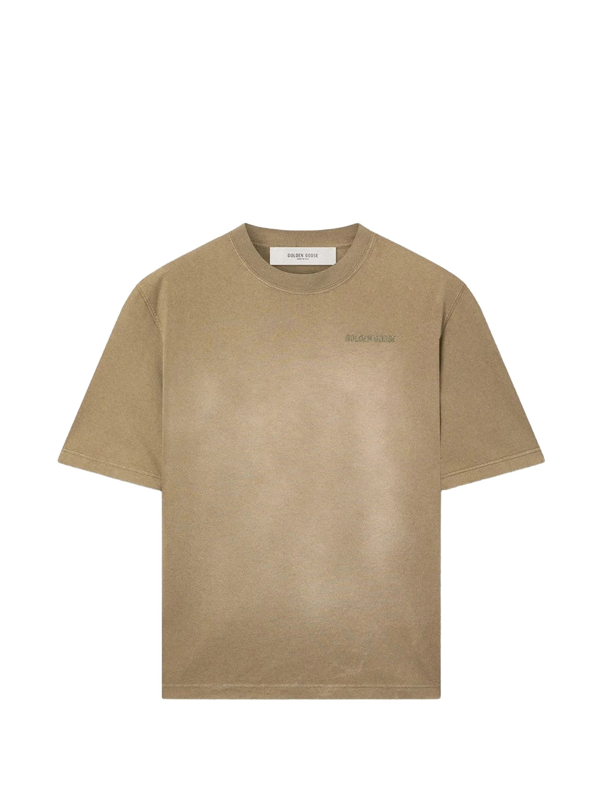 Journey unisex t-shirt dyed gauze cotton jersey bleaching effect with embroidery