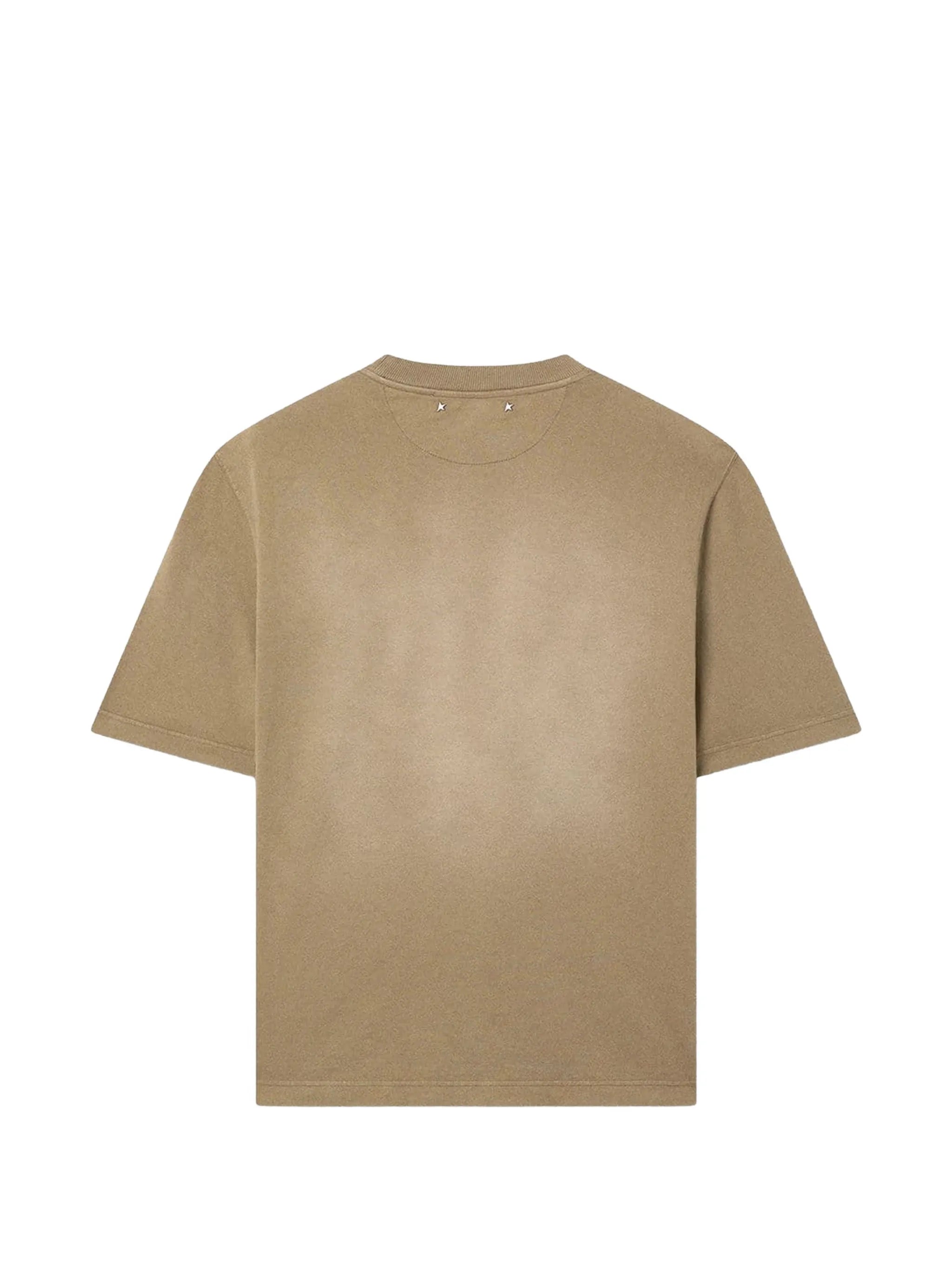 Journey unisex t-shirt dyed gauze cotton jersey bleaching effect with embroidery