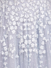 Scatter blossom round neck ankle gown