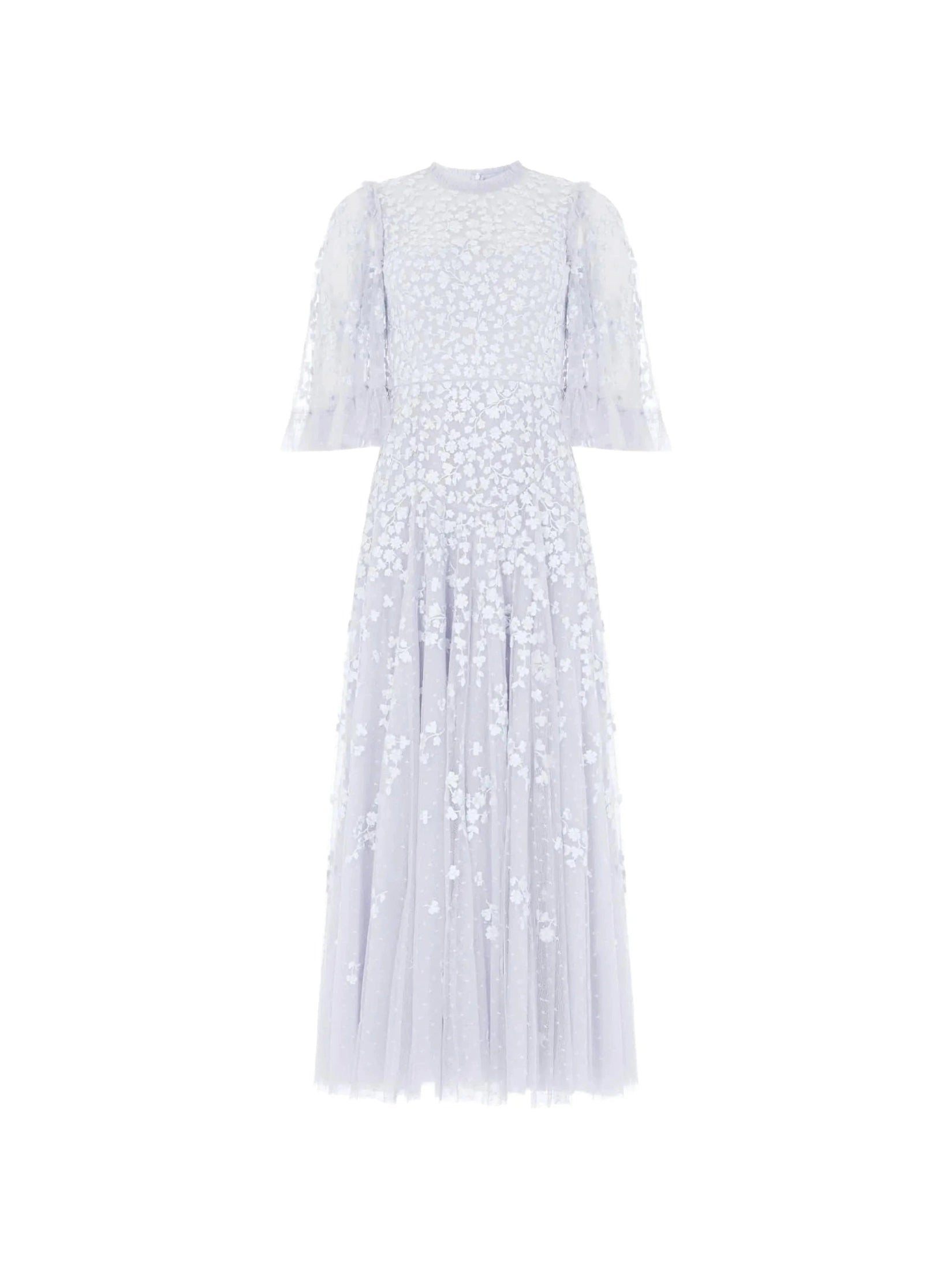 Scatter blossom round neck ankle gown
