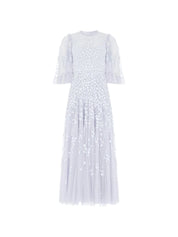 Scatter blossom round neck ankle gown
