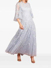 Scatter blossom round neck ankle gown