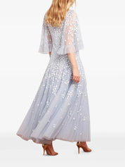 Scatter blossom round neck ankle gown