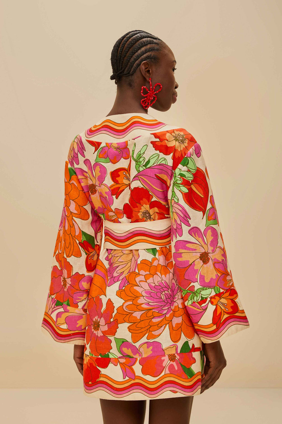 BEIGE SPRING AFFAIR EUROFLAX™ PREMIUM LINEN MINI DRESS