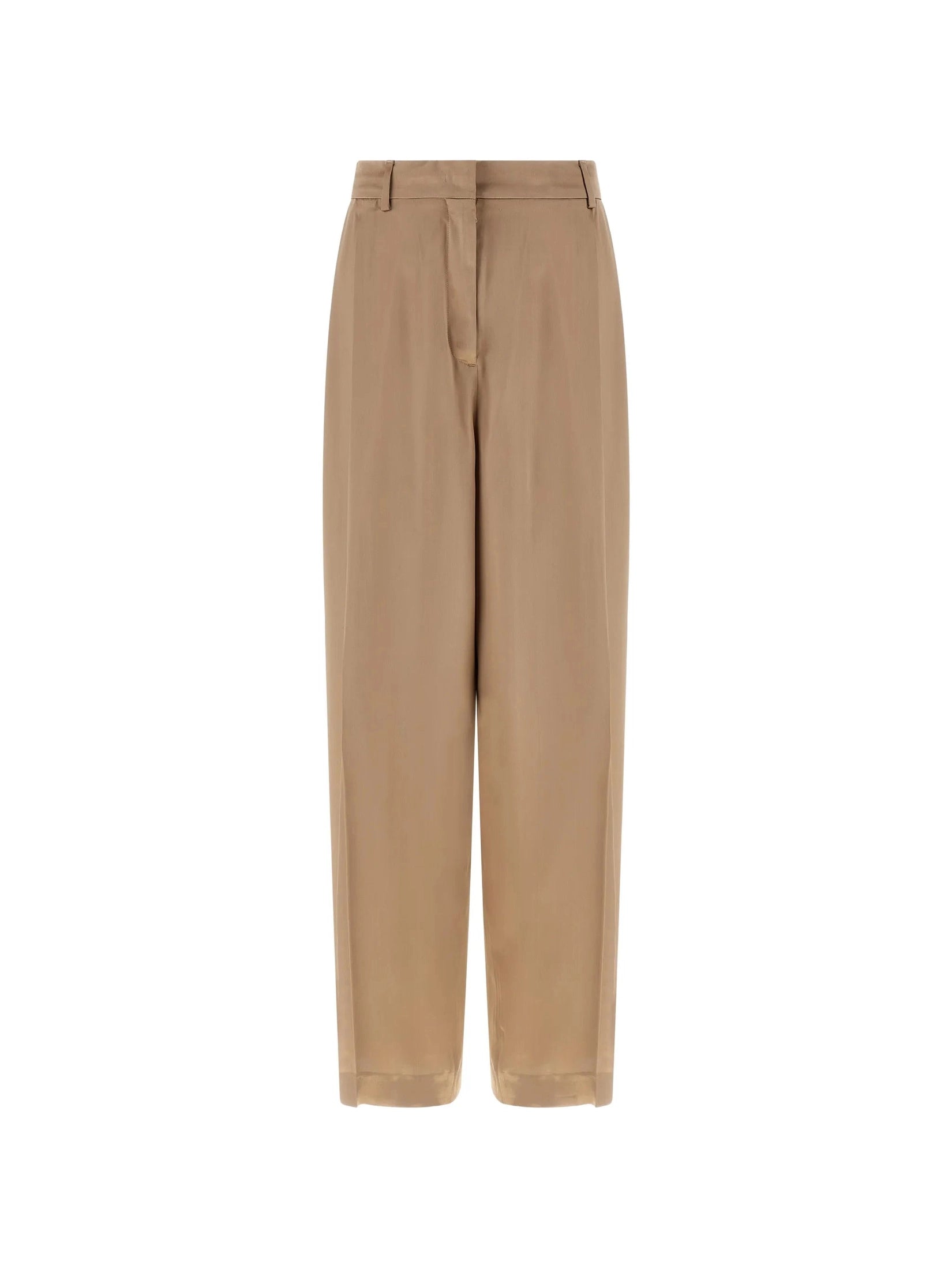 Liquid satin pleated trousers