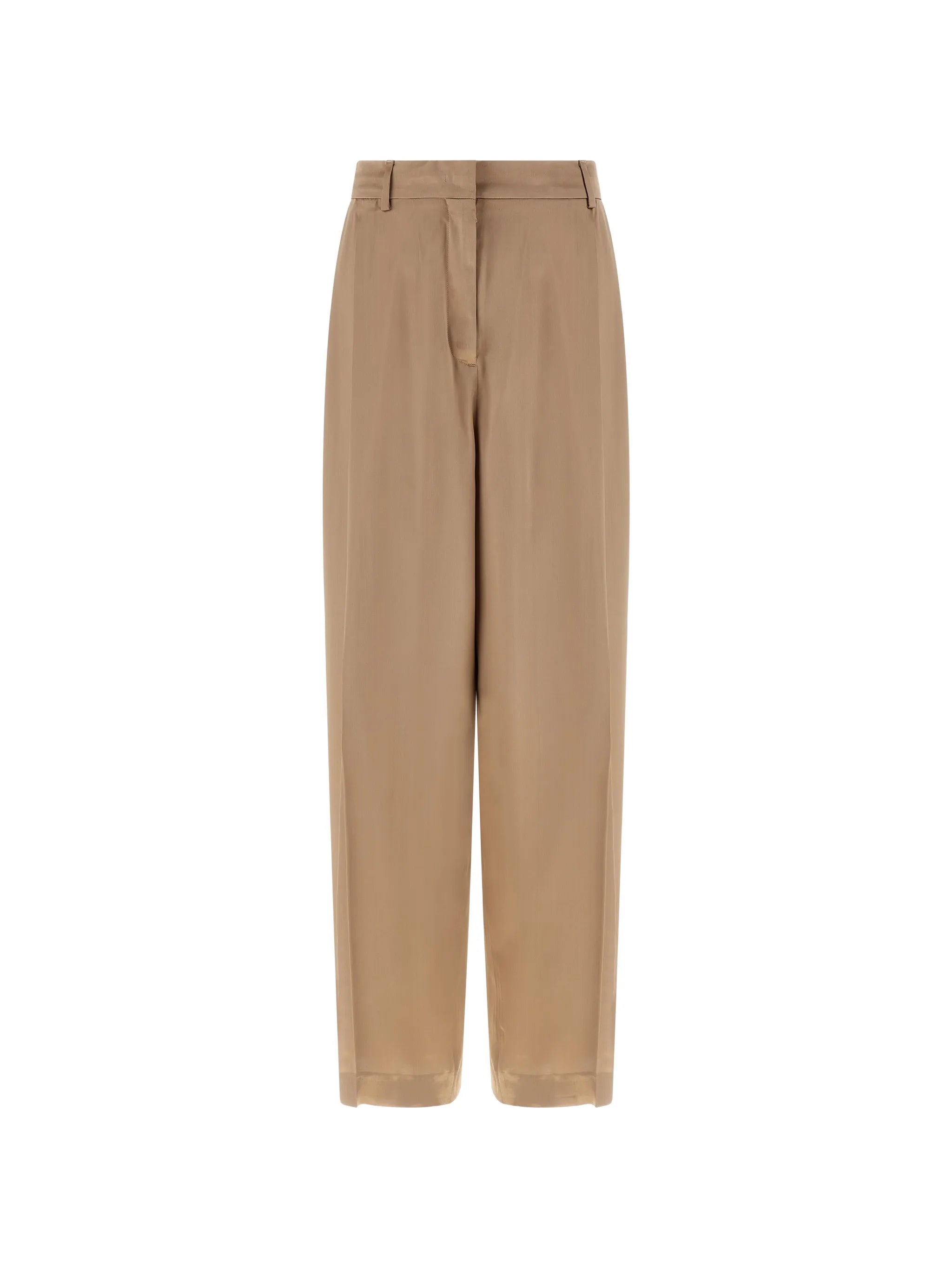 Liquid satin pleated trousers