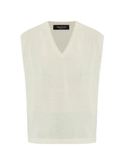 Cotton v neck cape with tulle detail on collar