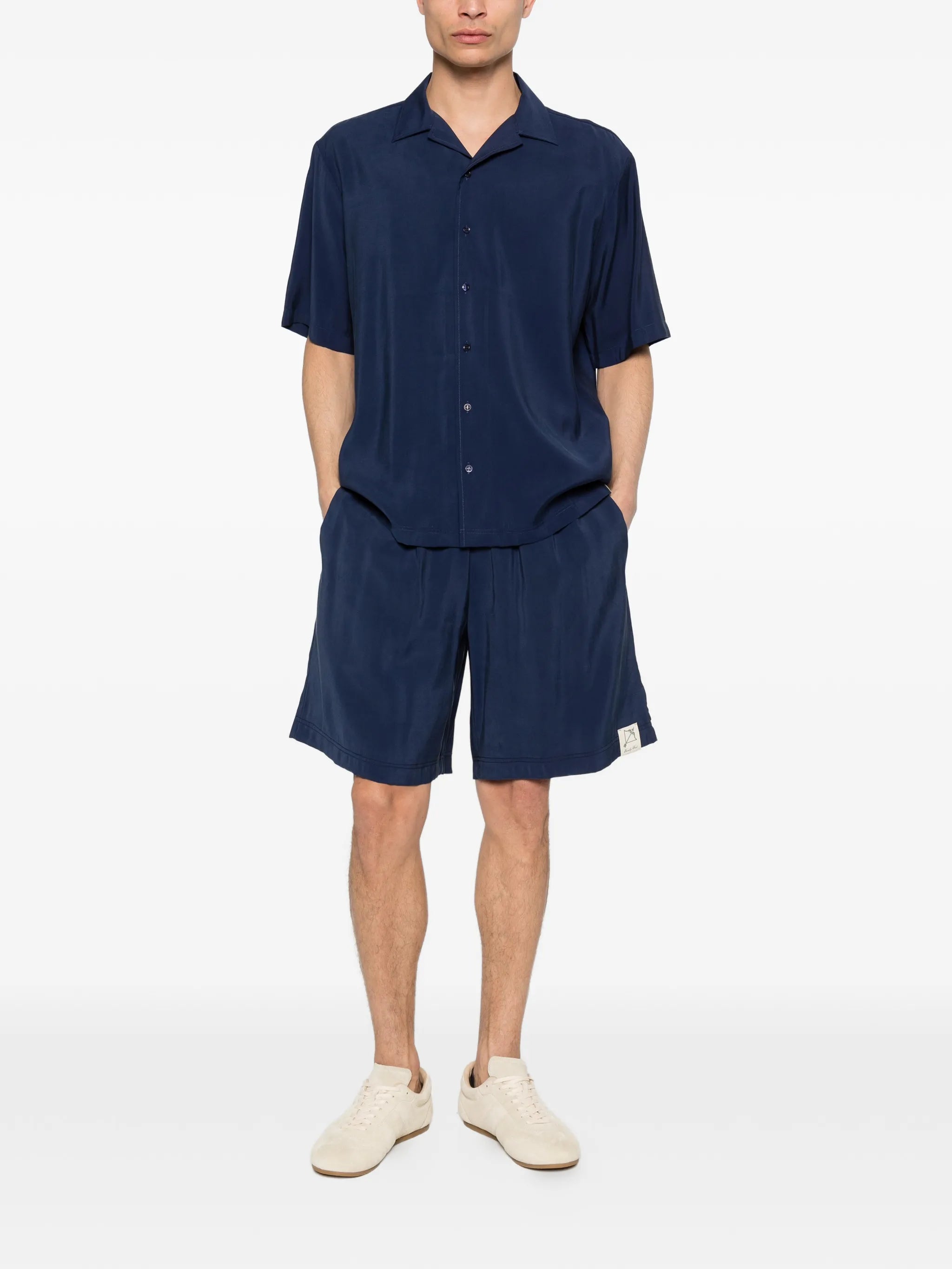 Elasticated-waist Cupro shorts