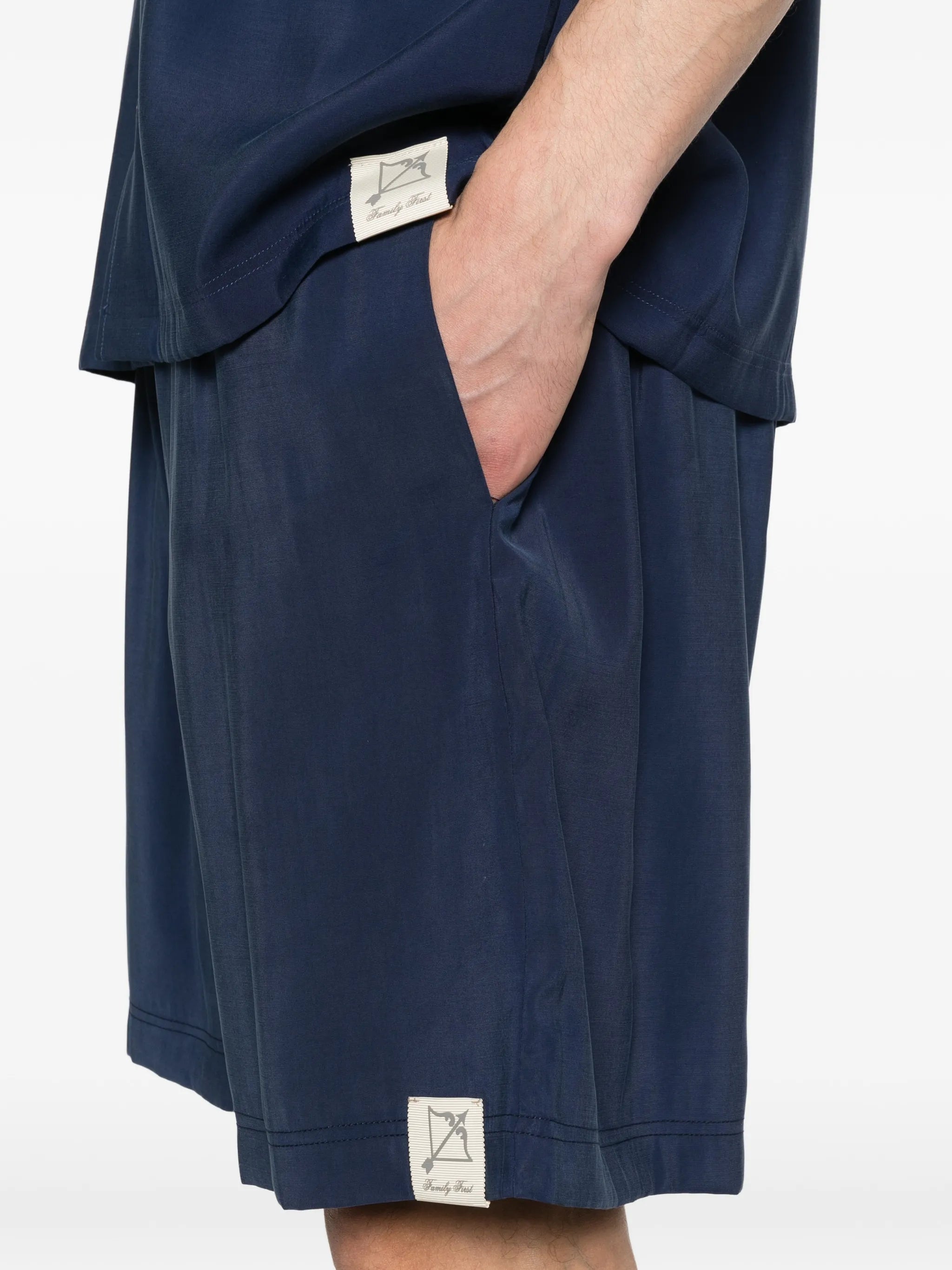 Elasticated-waist Cupro shorts