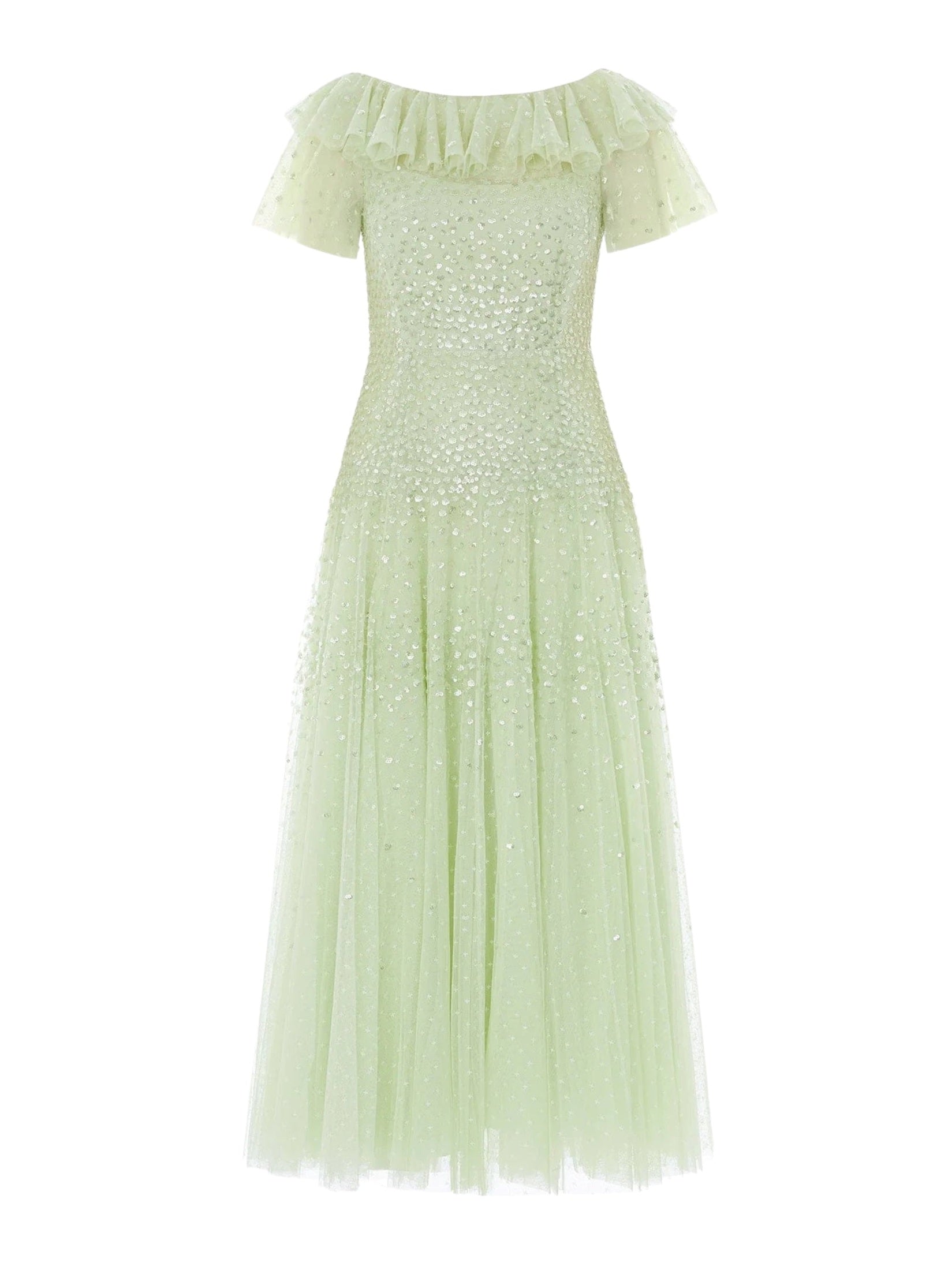 Sunrise sequin short sleeve ankle gown
